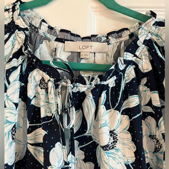 LOFT Floral Tunic. Navy with white flowers. Size XL. - Picture 2 of 11